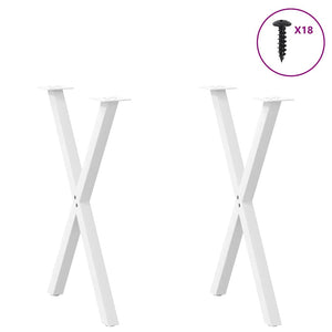 vidaXL Dining Table Legs X-Shaped 2 pcs White 50x(72-73) cm Steel