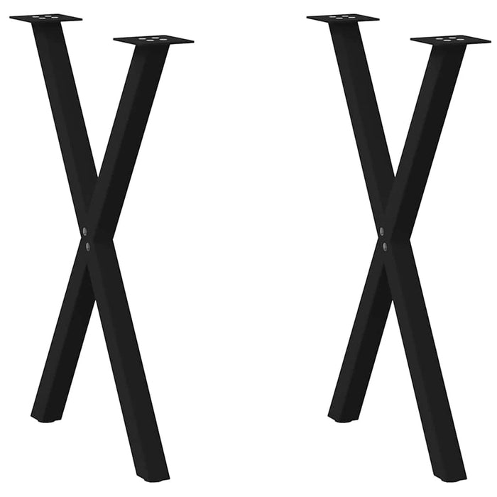 vidaXL Dining Table Legs X-Shaped 2 pcs Black 60x(72-73) cm Steel