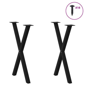 vidaXL Dining Table Legs X-Shaped 2 pcs Black 60x(72-73) cm Steel