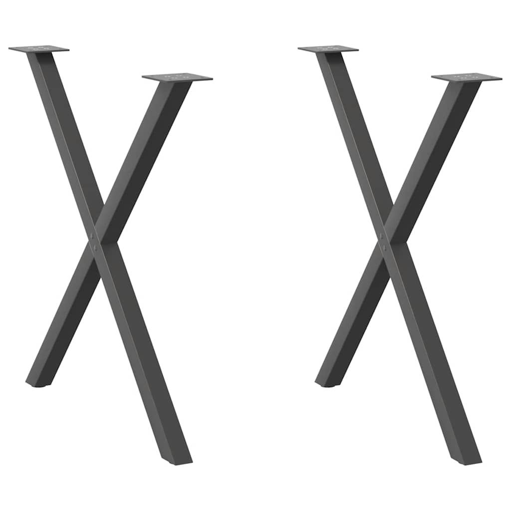 vidaXL Dining Table Legs X-Shaped 2 pcs Anthracite 80x(72-73) cm Steel