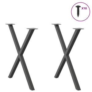 vidaXL Dining Table Legs X-Shaped 2 pcs Anthracite 80x(72-73) cm Steel