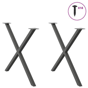 vidaXL Dining Table Legs X-Shaped 2 pcs Anthracite 90x(72-73) cm Steel