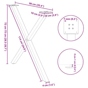 vidaXL Dining Table Legs X-Shaped 2 pcs Anthracite 90x(72-73) cm Steel