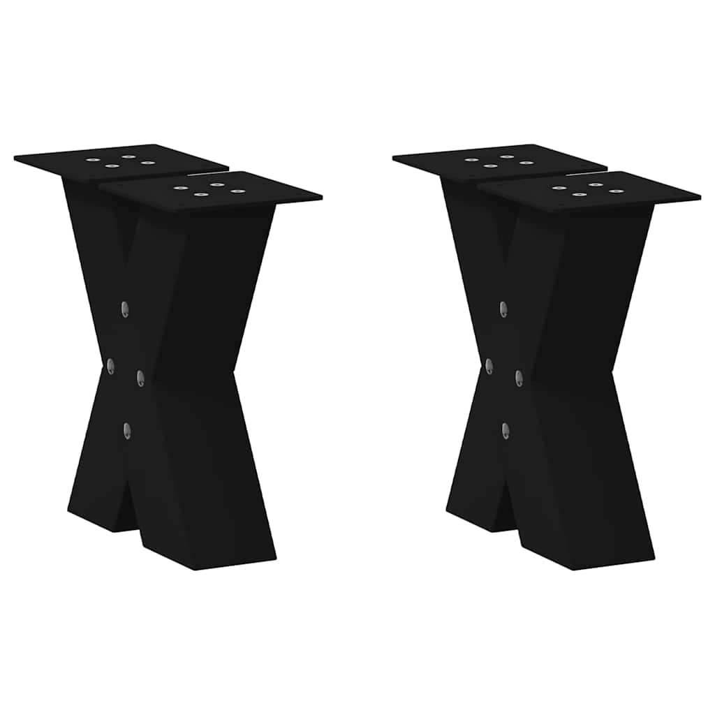 vidaXL Coffee Table Legs X-Shaped 2 pcs Black 30x(30-31) cm Steel