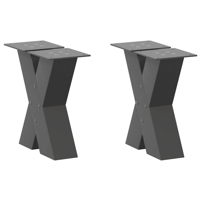 vidaXL Coffee Table Legs X-Shaped 2 pcs Anthracite 30x(30-31) cm Steel