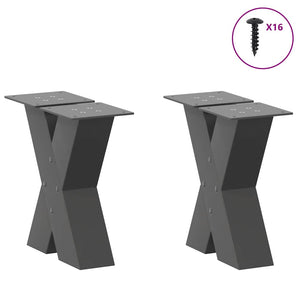 vidaXL Coffee Table Legs X-Shaped 2 pcs Anthracite 30x(30-31) cm Steel