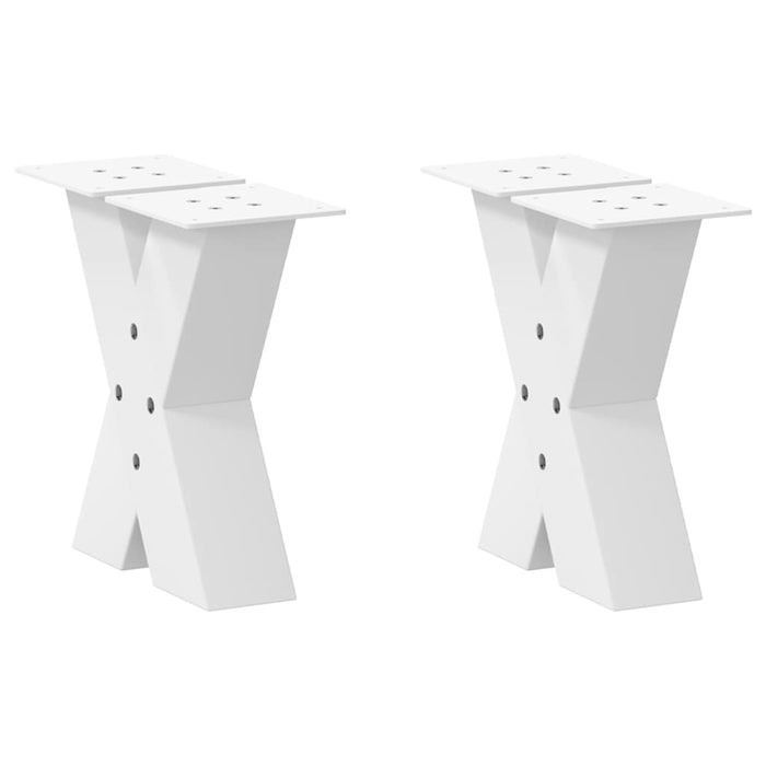 vidaXL Coffee Table Legs X-Shaped 2 pcs White 40x(30-31) cm Steel