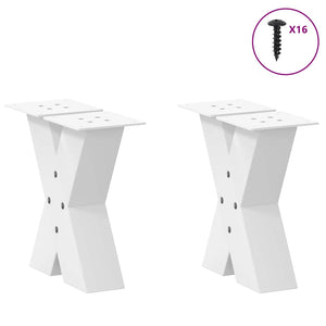 vidaXL Coffee Table Legs X-Shaped 2 pcs White 40x(30-31) cm Steel