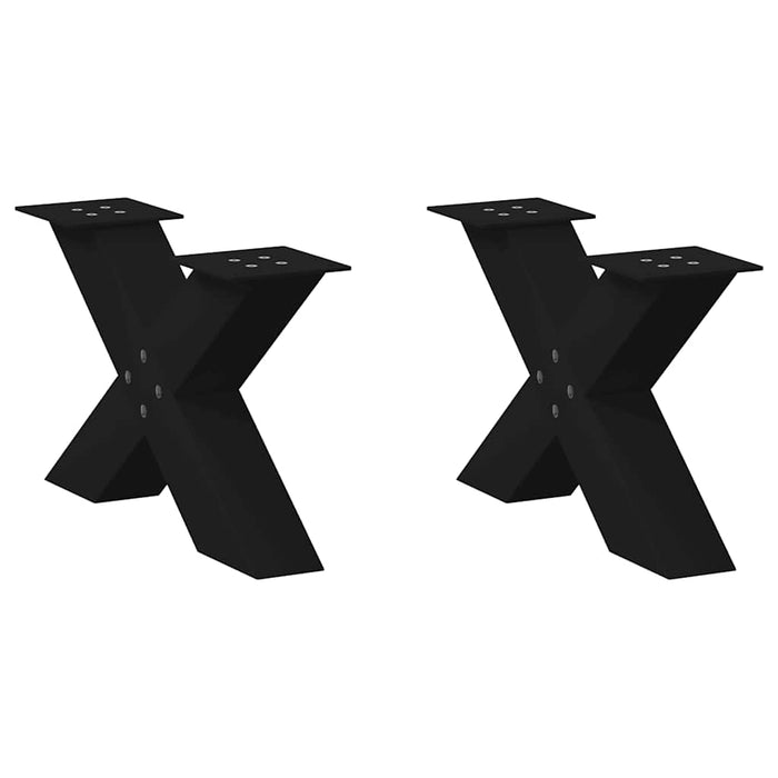 vidaXL Coffee Table Legs X-Shaped 2 pcs Black 50x(30-31) cm Steel