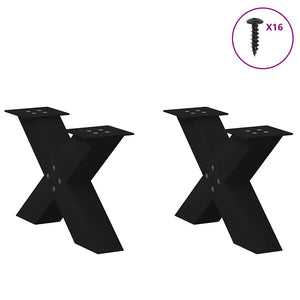 vidaXL Coffee Table Legs X-Shaped 2 pcs Black 50x(30-31) cm Steel