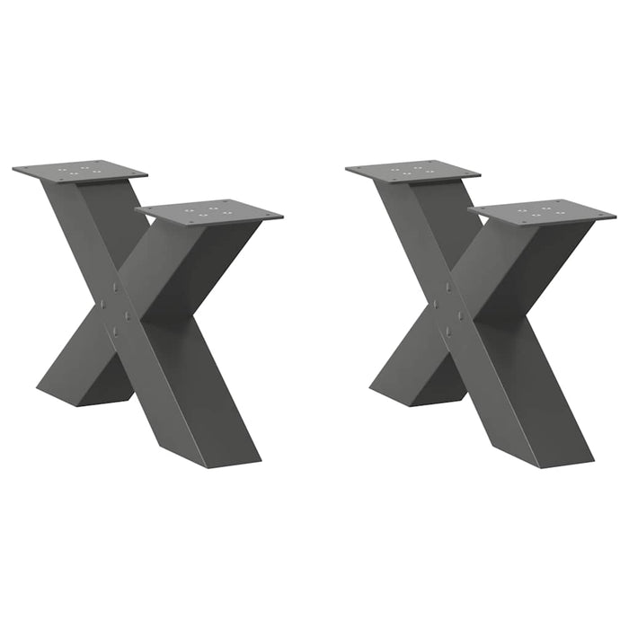 vidaXL Coffee Table Legs X-Shaped 2 pcs Anthracite 50x(30-31) cm Steel