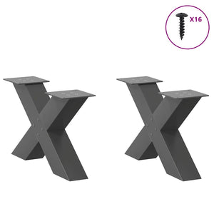 vidaXL Coffee Table Legs X-Shaped 2 pcs Anthracite 50x(30-31) cm Steel