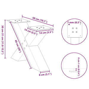 vidaXL Coffee Table Legs X-Shaped 2 pcs Anthracite 50x(30-31) cm Steel