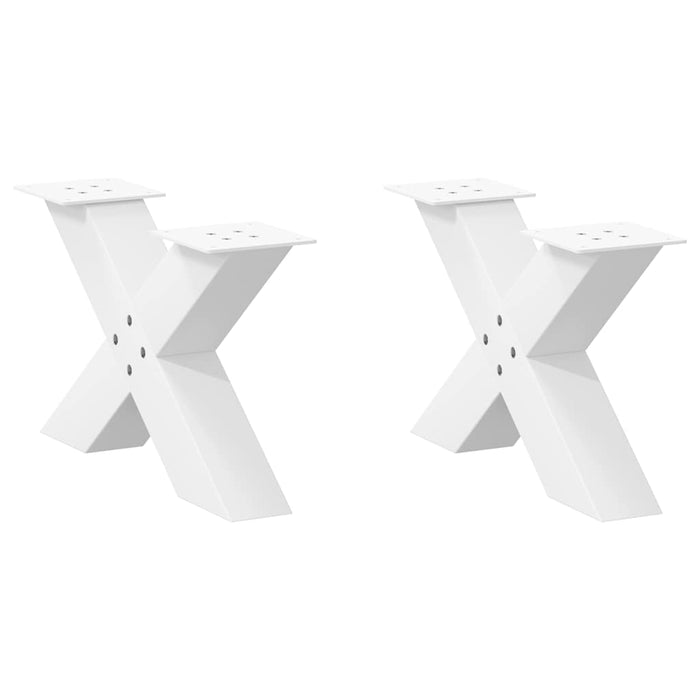 vidaXL Coffee Table Legs X-Shaped 2 pcs White 60x(30-31) cm Steel