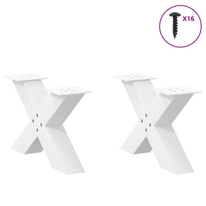 vidaXL Coffee Table Legs X-Shaped 2 pcs White 60x(30-31) cm Steel