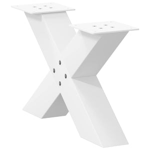 vidaXL Coffee Table Legs X-Shaped 2 pcs White 60x(30-31) cm Steel