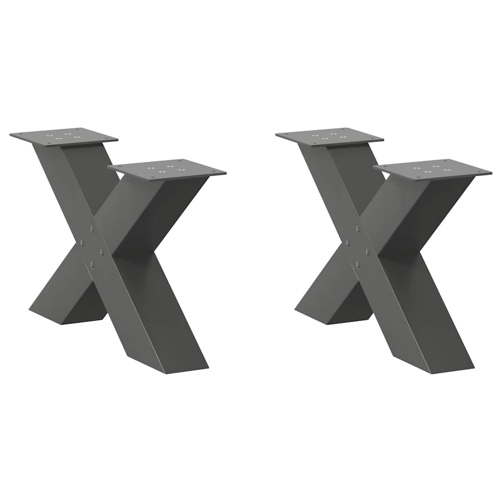 vidaXL Coffee Table Legs X-Shaped 2 pcs Anthracite 60x(30-31) cm Steel