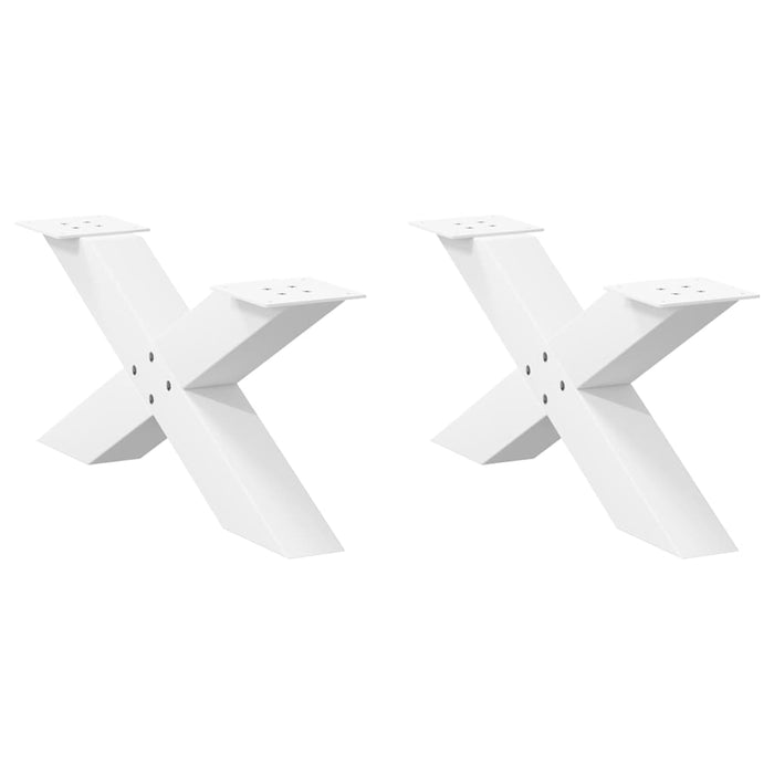 vidaXL Coffee Table Legs X-Shaped 2 pcs White 70x(30-31) cm Steel