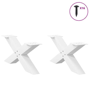 vidaXL Coffee Table Legs X-Shaped 2 pcs White 70x(30-31) cm Steel