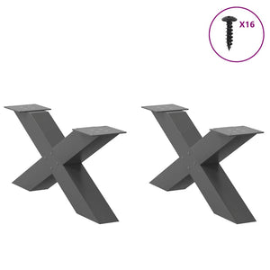 vidaXL Coffee Table Legs X-Shaped 2 pcs Anthracite 70x(30-31) cm Steel