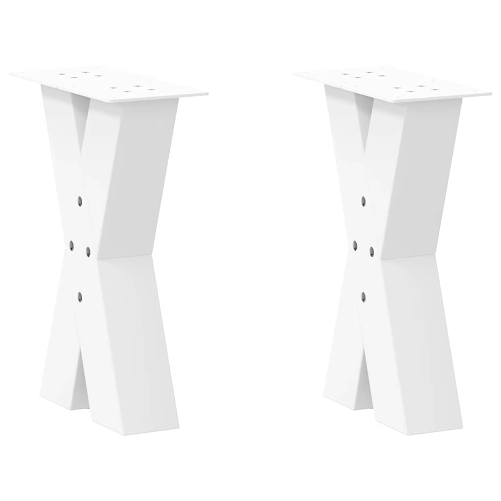 vidaXL Coffee Table Legs X-Shaped 2 pcs White 28x(42-43) cm Steel