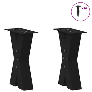 vidaXL Coffee Table Legs X-Shaped 2 pcs Black 38x(42-43) cm Steel