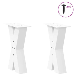 vidaXL Coffee Table Legs X-Shaped 2 pcs White 38x(42-43) cm Steel