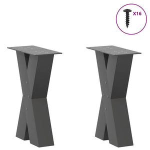 vidaXL Coffee Table Legs X-Shaped 2 pcs Anthracite 38x(42-43) cm Steel