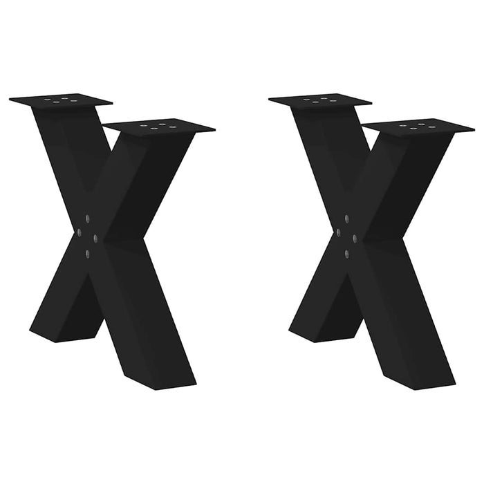 vidaXL Coffee Table Legs X-Shaped 2 pcs Black 60x(42-43) cm Steel