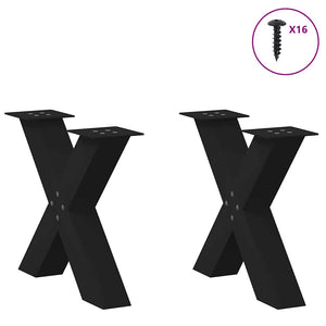 vidaXL Coffee Table Legs X-Shaped 2 pcs Black 60x(42-43) cm Steel