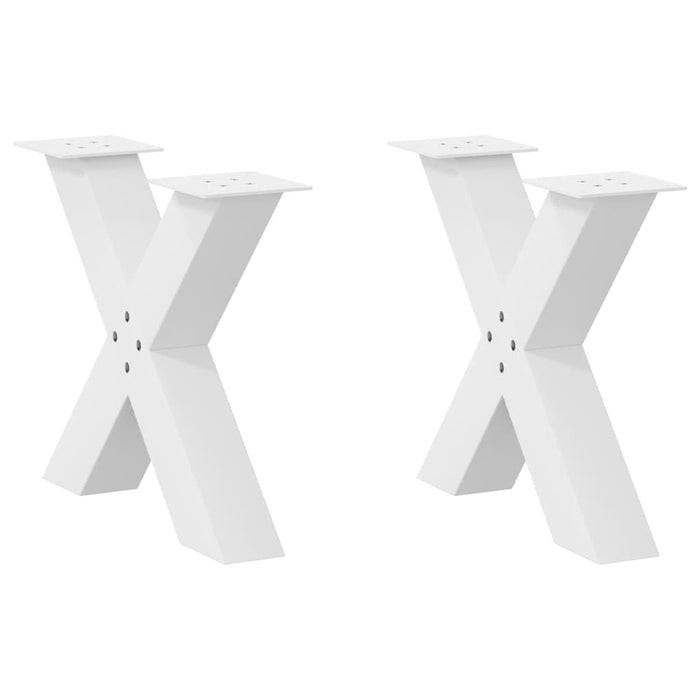 vidaXL Coffee Table Legs X-Shaped 2 pcs White 60x(42-43) cm Steel