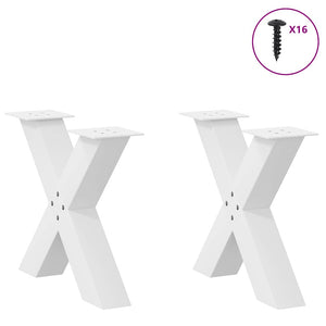 vidaXL Coffee Table Legs X-Shaped 2 pcs White 60x(42-43) cm Steel