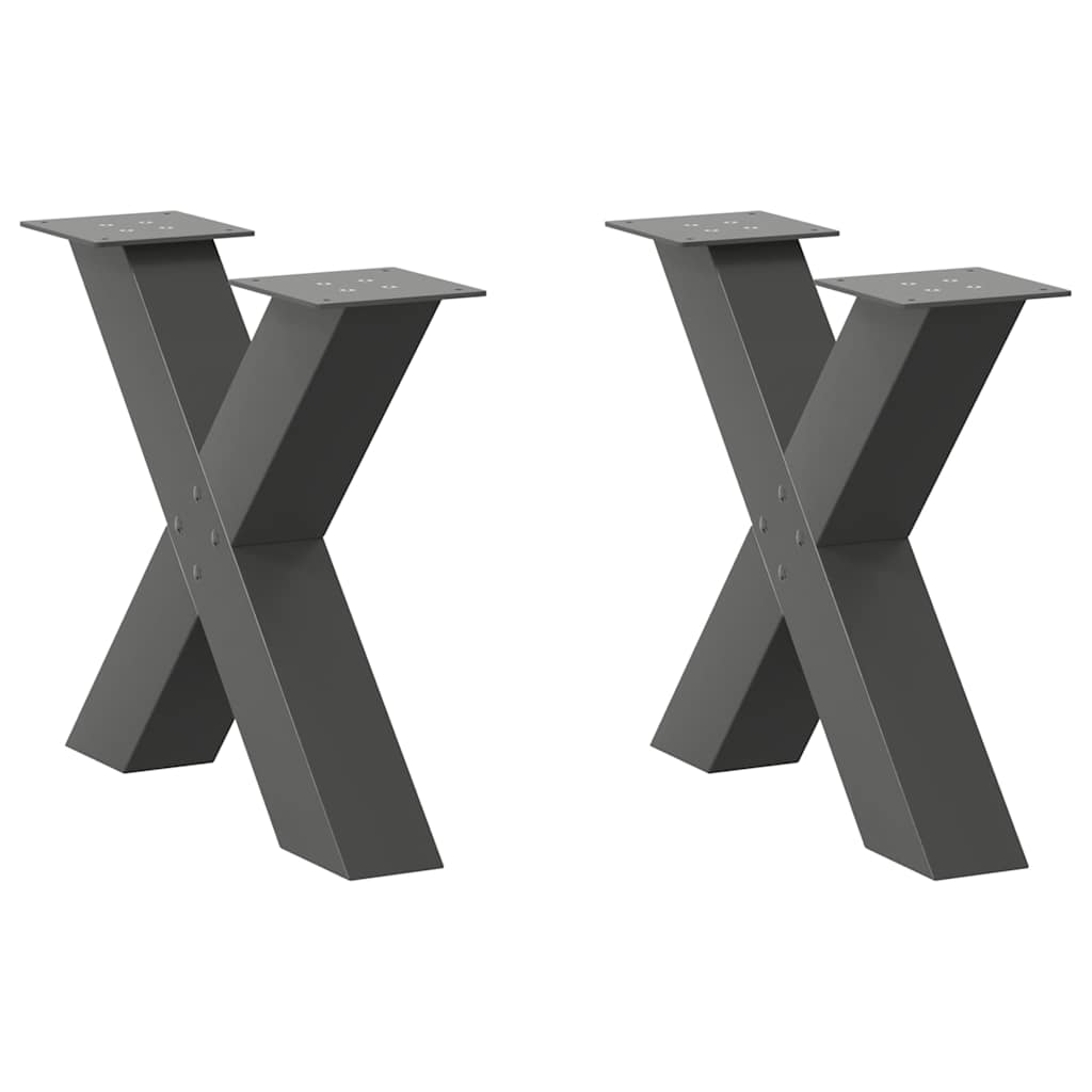 vidaXL Coffee Table Legs X-Shaped 2 pcs Anthracite 60x(42-43) cm Steel