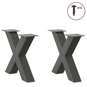 vidaXL Coffee Table Legs X-Shaped 2 pcs Anthracite 60x(42-43) cm Steel