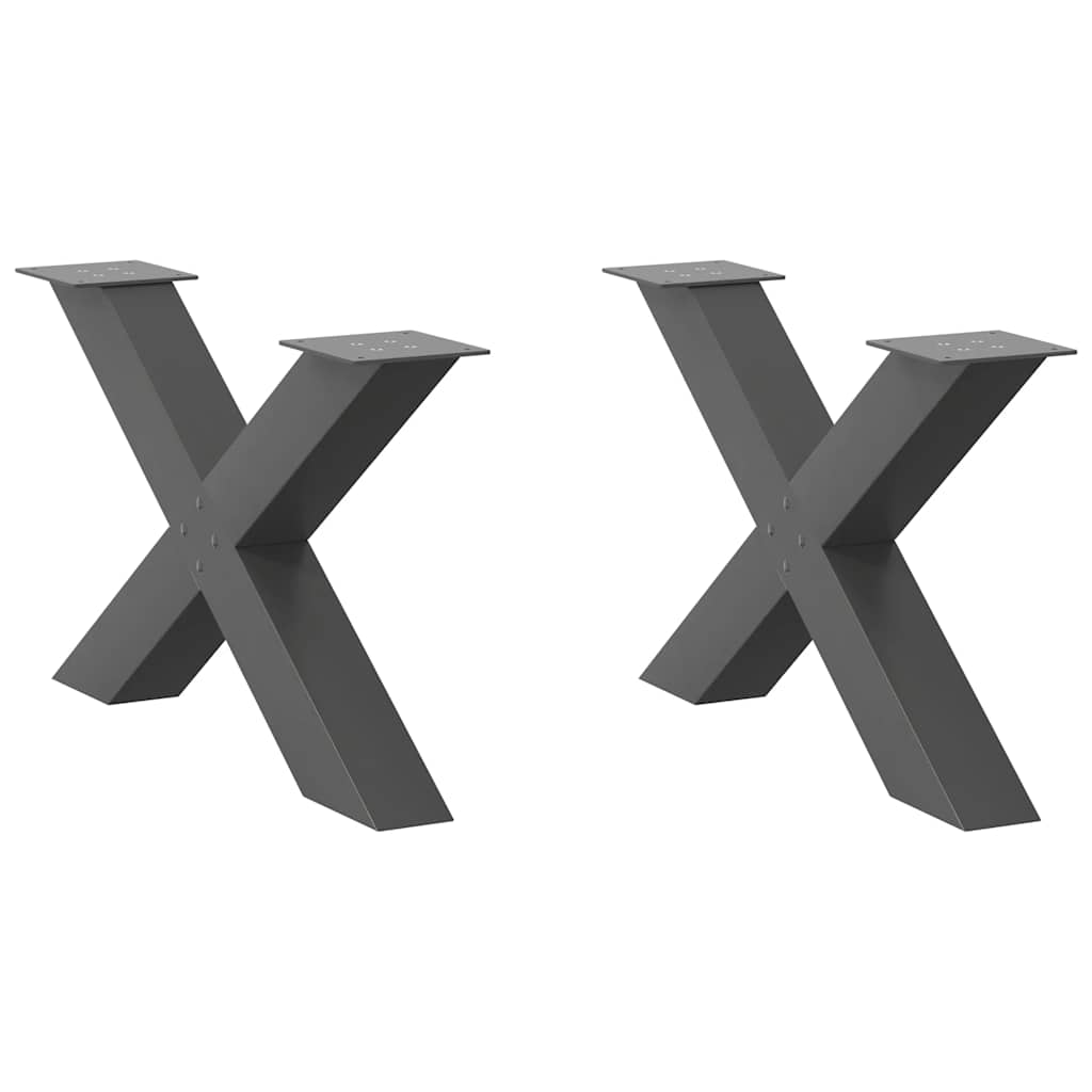 vidaXL Coffee Table Legs X-Shaped 2 pcs Anthracite 70x(42-43) cm Steel