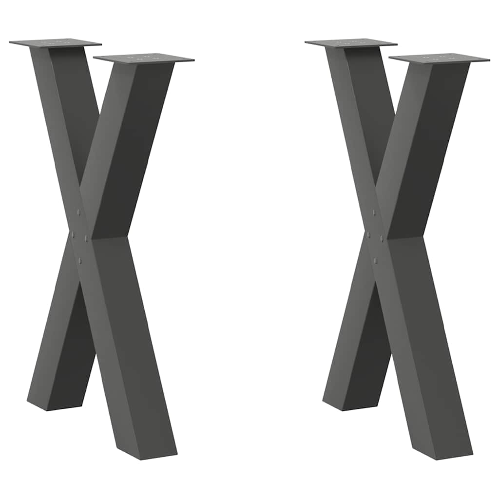 vidaXL Dining Table Legs X-Shaped 2 pcs Anthracite 50x(72-73) cm Steel