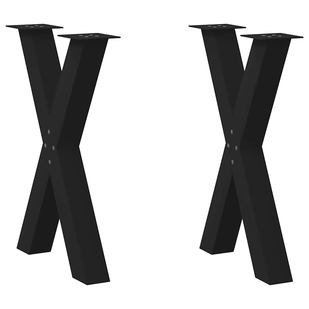 vidaXL Dining Table Legs X-Shaped 2 pcs Black 60x(72-73) cm Steel