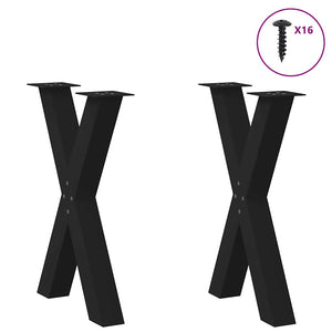 vidaXL Dining Table Legs X-Shaped 2 pcs Black 60x(72-73) cm Steel