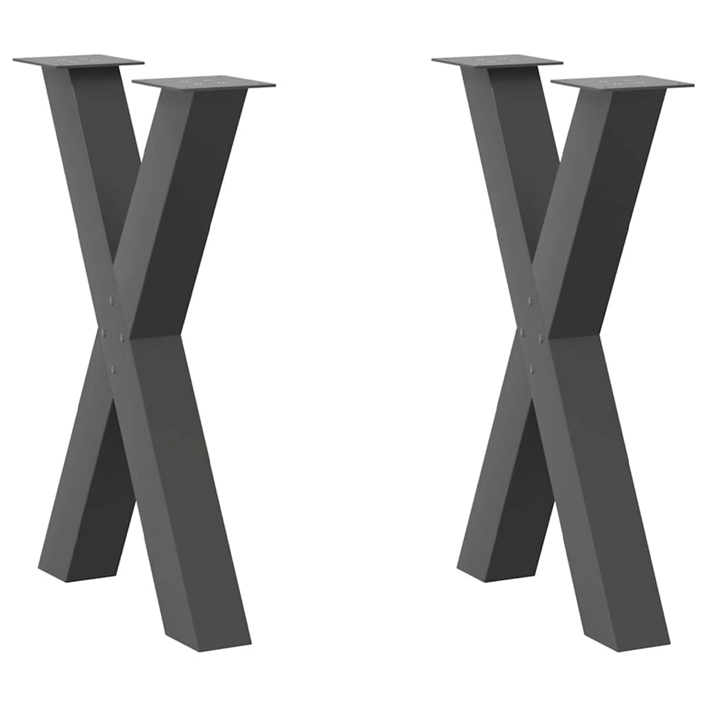 vidaXL Dining Table Legs X-Shaped 2 pcs Anthracite 60x(72-73) cm Steel