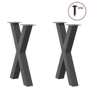 vidaXL Dining Table Legs X-Shaped 2 pcs Anthracite 60x(72-73) cm Steel