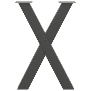 vidaXL Dining Table Legs X-Shaped 2 pcs Anthracite 60x(72-73) cm Steel