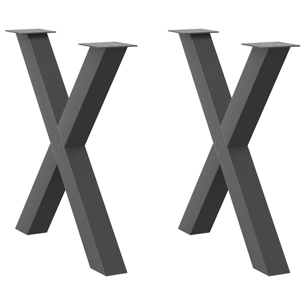 vidaXL Dining Table Legs X-Shaped 2 pcs Anthracite 70x(72-73) cm Steel