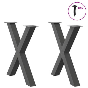 vidaXL Dining Table Legs X-Shaped 2 pcs Anthracite 70x(72-73) cm Steel