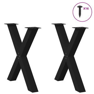 vidaXL Dining Table Legs X-Shaped 2 pcs Black 80x(72-73) cm Steel