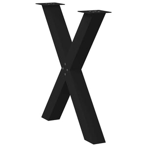 vidaXL Dining Table Legs X-Shaped 2 pcs Black 80x(72-73) cm Steel