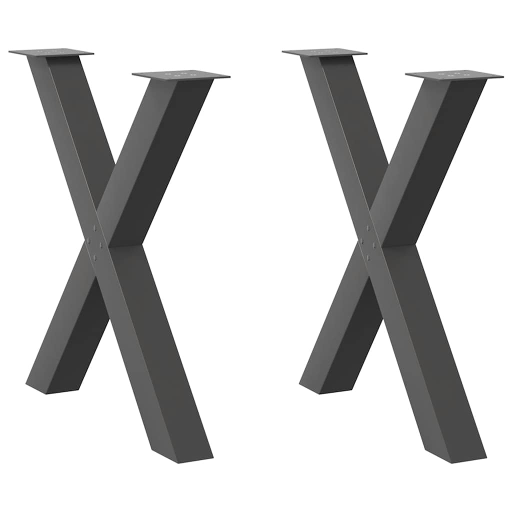 vidaXL Dining Table Legs X-Shaped 2 pcs Anthracite 80x(72-73) cm Steel