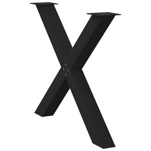 vidaXL Dining Table Legs X-Shaped 2 pcs Black 90x(72-73) cm Steel