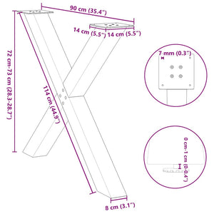 vidaXL Dining Table Legs X-Shaped 2 pcs Black 90x(72-73) cm Steel