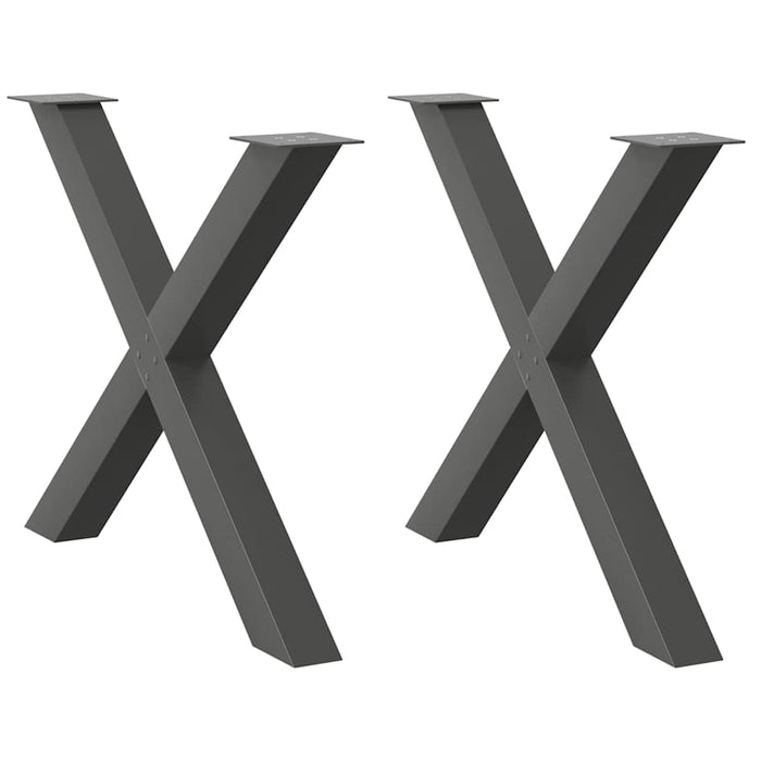 vidaXL Dining Table Legs X-Shaped 2 pcs Anthracite 90x(72-73) cm Steel