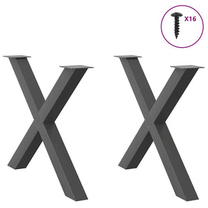 vidaXL Dining Table Legs X-Shaped 2 pcs Anthracite 90x(72-73) cm Steel